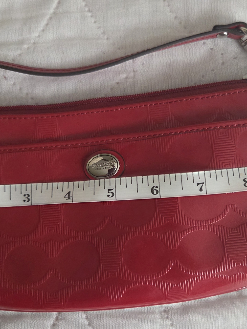 Coach Red Patent Leather Wristlet - Picture 7 of 8